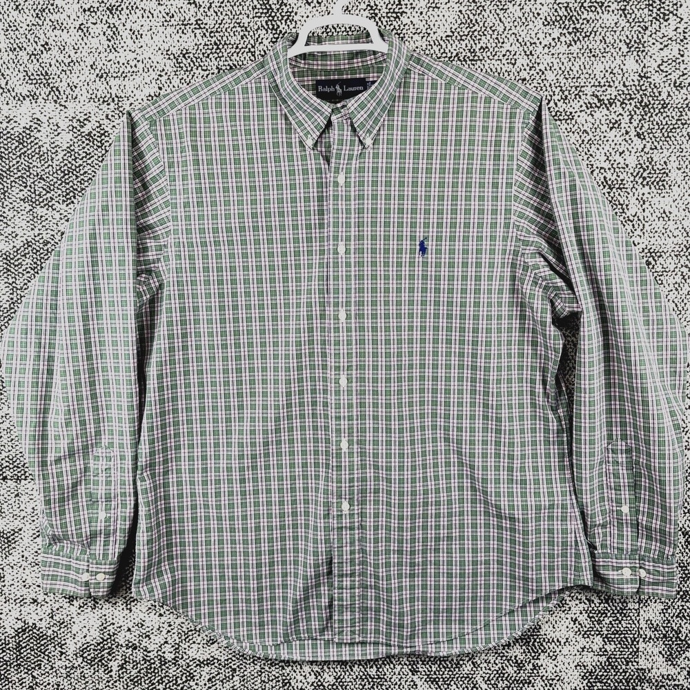 Ralph Lauren Men's XL 17 Long Sleeve‎ Classic Fit Plaid Button Up Shirt